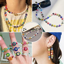 50 pièce de perles millefiori en verre soufflé faites à la main&nbsp;LAMP-TADJ0001-03B