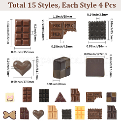 60 шт. 15 стиля непрозрачных смоляных имитационных шоколадных кабошонов&nbsp;RESI-SC0006-30