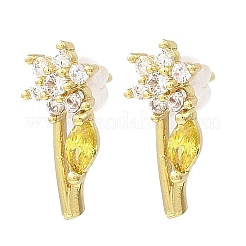 Boucles d'oreilles à tige en laiton plaqué or véritable 18 carat&nbsp;EJEW-L270-08G