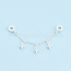 925 Sterling Silber Micro Pave klare Zirkonia Kettenverlängerungen&nbsp;STER-N016-54S