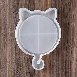Moldes de silicona de silueta de bandeja de exhibición de cabeza de gato diy&nbsp;DIY-G058-D02