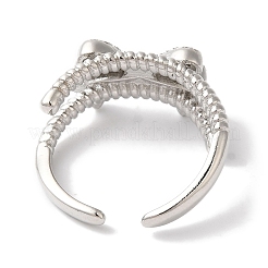 Открытые манжеты из латуни с бантом и микро-паве с прозрачным цирконием для женщин&nbsp;RJEW-C098-02P