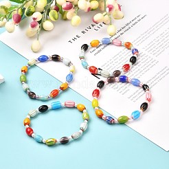 Simpatico braccialetto elasticizzato con perline color caramello per ragazze adolescenti&nbsp;BJEW-JB06935