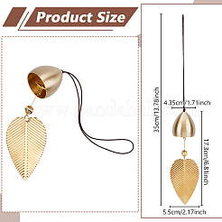 Carillon a vento in foglia di ottone con campana&nbsp;HJEW-WH0130-02G-01