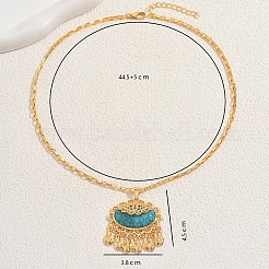 Ожерелья с подвеской в виде рыбьей кисточки из богемской латуни с паве из синтетической бирюзы для женщин&nbsp;IG0736