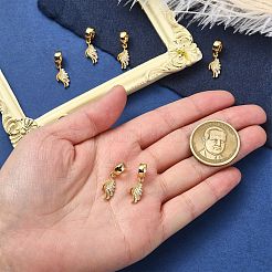 6 шт. латунные европейские подвески с микропаве из прозрачного кубического циркония&nbsp;KK-CJ0002-75