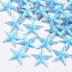 Пластиковые кабошоны, звезда, голубой, 13x14x1.5 мм , около 2000 шт / мешок