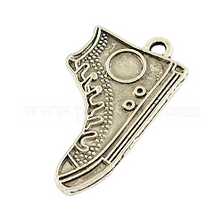 Tibetan Style Alloy Enamel Settings, Shoes/Sneakers, Cadmium Free & Nickel Free & Lead Free, Antique Silver, 30x17x1.5mm, Hole: 2mm, fit for 0.5~5mm rhinestone, about 480pcs/1000g