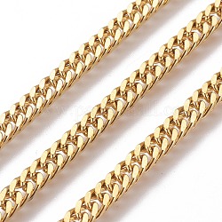 304 Stainless Steel Cuban Link Chains, Chunky Curb Chains, with Spool, Unwelded, Golden, 4.5x1.8mm, Link: 7x4.5x0.8mm, about 32.8 Feet(10m)/roll