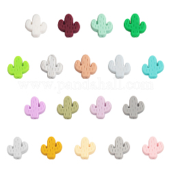 CHGCRAFT 18Pcs 18 Styles Cactus Shape Silicone Beads for DIY Necklaces Bracelet Keychain Making Handmade Crafts, Mixed Color