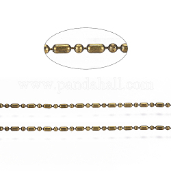 Messing-Kugelketten, facettierte Perlenketten mit Kugel und Stange, langlebig plattiert, gelötet, mit Spule, Cadmiumfrei und Nickel frei und Bleifrei, Antik Bronze, 1.8x1 mm und 1 mm, ca. 16.4 Fuß (5m)/Rolle