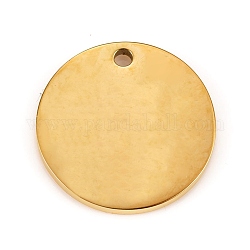 304 кулон с меткой из нержавеющей стали, плоско-круглые, золотые, 16x1.5 мм