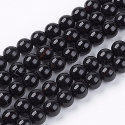 Natürliche schwarze Onyxperlenstränge, Klasse ab, Runde, gefärbt und erhitzt, Schwarz, 6 mm, Bohrung: 0.8 mm, ca. 65 Stk. / Strang, 15.5 Zoll