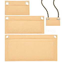 Wadorn 3pcs 3 styke inserto organizer per borsa in feltro di lana, mini borsa modellante in feltro premium, accessori per borse, rettangolo, sabbia marrone, 9.2~25x5.4~12.4x0.35~1.2cm, Foro: 9.5 mm, 1pc / style