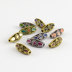 Triangle Handmade Indonesia Beads, with Alloy Cores, Mixed Color, 19x8x8mm, Hole: 1.5mm