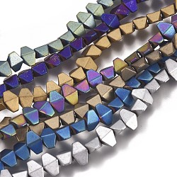 Fili di perle di ematite sintetica non magnetica con placcatura sottovuoto, smerigliato, rombo, colore misto, 3.5x6x2.5mm, Foro: 1 mm, circa 108pcs/filo, 15.75 pollice (40 cm)