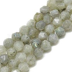 Chapelets de perles en labradorite naturelle , facette, ronde, 7.5~8x7~8x7~8mm, Trou: 1mm, Environ 44 pcs/chapelet, 14.17 pouce ~ 14.57 pouces (36~37 cm)
