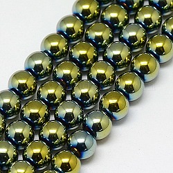 Chapelets de perles en hématite synthétique sans magnétiques, ronde, Grade a, vert plaqué, 4mm, Trou: 1mm, Environ 100 pcs/chapelet, 16 pouce