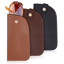 Pandahall Elite 3 шт. 3 цвета искусственная кожа PU Slip-in сумка для очков, с кнопкой оснастки, для очков, солнцезащитные очки протектор, трапециевидные, разноцветные, 180x91.5x10.5 мм, 1 шт / цвет