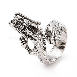 Кольца с широкими полосами дракона для мужчин, кольца-манжеты из сплава панк, античное серебро, размер США 6 3/4 (17.2 мм), 6.5 мм
