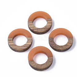 Anillos de unión de resina y madera de nogal, anillo, coral, 18x4mm