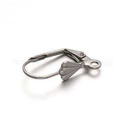 304 Edelstahl Muschelgriff Ohrring Zubehör, mit Schleife, Edelstahl Farbe, 19x10.5x5 mm, Bohrung: 1.5 mm