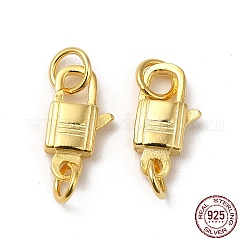 Cierres de pinza de langosta de plata de ley 925, con anillos de salto, cerrar, dorado, 11.5x6x2.5mm