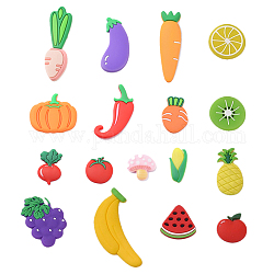 PVC-Kunststoff-Cabochons, Mischformen, Früchte, Gemüse, Mischfarbe, 20~60x13~36x2~5 mm