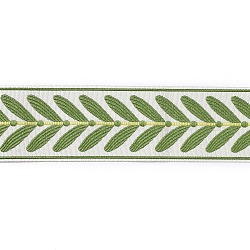 Полиэфирные ленты, жаккардовая лента, тирольская лента, аксессуары для одежды, лист, зеленый лайм, 2-3/8 дюйм (60 мм)
