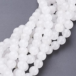 Natural White Jade Beads Strands, Round, 10mm, Hole: 1mm, about 40pcs/strand, 16 inch