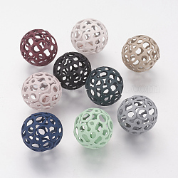 Perle di ferro verniciate a spruzzo, palla in filigrana, rotondo vuoto, colore misto, 16mm, Foro: 1 mm