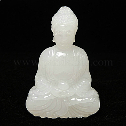 Decorazione domestica della statua del buddha mahavairocana intagliata in giada bianca naturale, figurine feng shui, 62x42x16mm