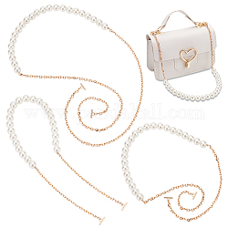 Wadorn 3 pièces 3 styles ABS plastique imitation perle chaînes de sac à main, avec fermoir en alliage et chaîne en fer, couleur de coquillage, 61~121.5x0.5~1.4 cm, 1pc / style