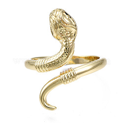Schlangenmanschettenring für Mädchenfrauen, offener Ring aus Messing, Nickelfrei, echtes 16k vergoldet, uns Größe 5 3/4 (16.3mm)
