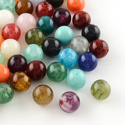 Perline gemma acrilici imitazione rotonda, colore misto, 20mm, Foro: 3 mm, circa 110pcs/500g