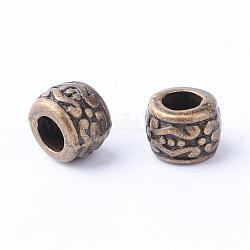 Tibetischer stil legierung perlen, Kolumne, Cadmiumfrei und Nickel frei und Bleifrei, Antik Bronze, 7.5x5.5 mm, Bohrung: 3.5~4 mm, ca. 1110 Stk. / 1000 g