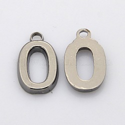 Rack Plated Zinc Alloy Number Charms, Lead Free & Cadmium Free & Nickel Free, Gunmetal Metal Color, Num.0, 18x6~10x2mm, Hole: 2mm