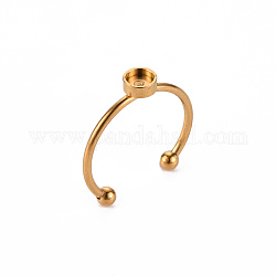 201 ajuste de anillo de almohadilla de acero inoxidable, Corte con laser, dorado, Bandeja: 4 mm, nosotros tamaño 8 (18 mm)