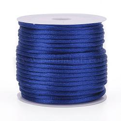 Corde de nylon, cordon de rattail satiné, pour la fabrication de bijoux en perles, nouage chinois, bleu, 1mm, environ 32.8 yards (30 m)/rouleau