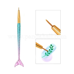 Stylos ongles dessin art, tête de stylo en fibre de nylon, sirène en forme de queue de poisson, colorées, 167x26mm