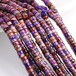 Brins de perles de jaspe impériales naturelles teints, perles heishi, Plat rond / disque, colorées, 6x3mm, Trou: 1mm, Environ 128 pcs/chapelet, 16 pouce