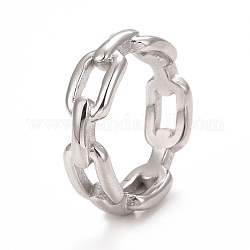 304 anillo de dedo con forma de cadena de cable de acero inoxidable para mujer, color acero inoxidable, diámetro interior: 17.3~17.9 mm