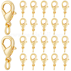 PandaHall Elite 50Pcs Brass Lobster Claw Clasps, with Jump Ring, Golden, 13mm, Hole: 2.6mm