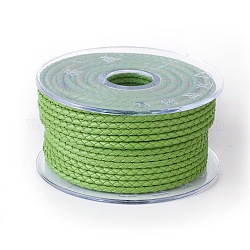 Cordón trenzado de cuero, cable de la joya de cuero, material de toma de diy joyas, verde, 3mm, alrededor de 5.46 yarda (5 m) / rollo