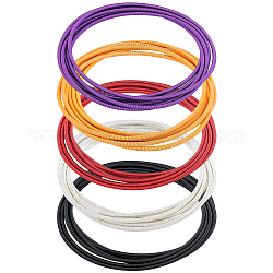 BENECREAT 38pcs 5 styles Steel Wire Round Snake Chain Stretch Bracelets Set, Guitar String Coil Bracelets for Women, Mixed Color, Inner Diameter: 2-1/4~2-1/4 inch(5.8~5.85cm)