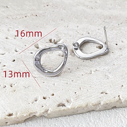 Accessoires de boucles d'oreilles en laiton platine, avec 925 épingles et boucles en argent sterling, larme, 16x13mm