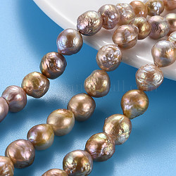 Naturales keshi abalorios de perlas hebras, perla cultivada de agua dulce, redondo, blanco navajo, 10~12x8~11mm, agujero: 0.6 mm, aproximamente 37~38 pcs / cadena, 15.75 pulgada (40 cm)