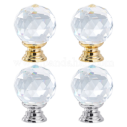 SUPERFINDINGS 4Pcs 2 Style Crystal Ball Finial with Base Royal Designs Clear Ball Crystal Glass Lamp Finials for Lamp Shade