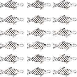 Sunnyclue 100pcs Legierungsanhänger im tibetischen Stil, Fisch, Antik Silber Farbe, 20x8.5x3 mm, Bohrung: 1.6 mm