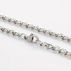 304 Stainless Steel Curb Chain Necklace Making, with Lobster Claw Clasps, Stainless Steel Color, 17.71 inch(45cm)